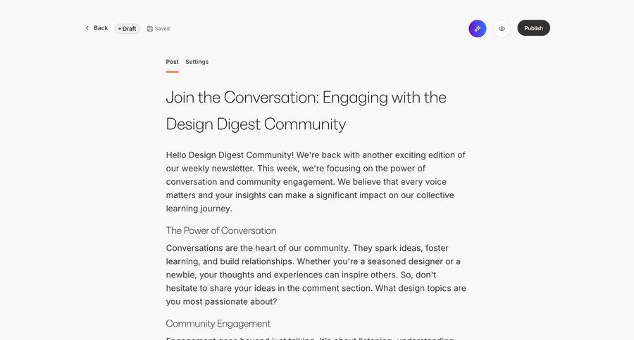 Kajabi
			 content management editor design create conversational suggestion ui page example