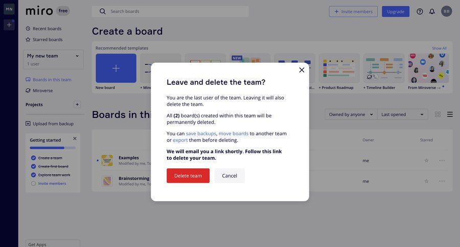 Miro
			modal & popover remove teammate confirmation settings collaboration account management message confirmation message account deletion ui page example