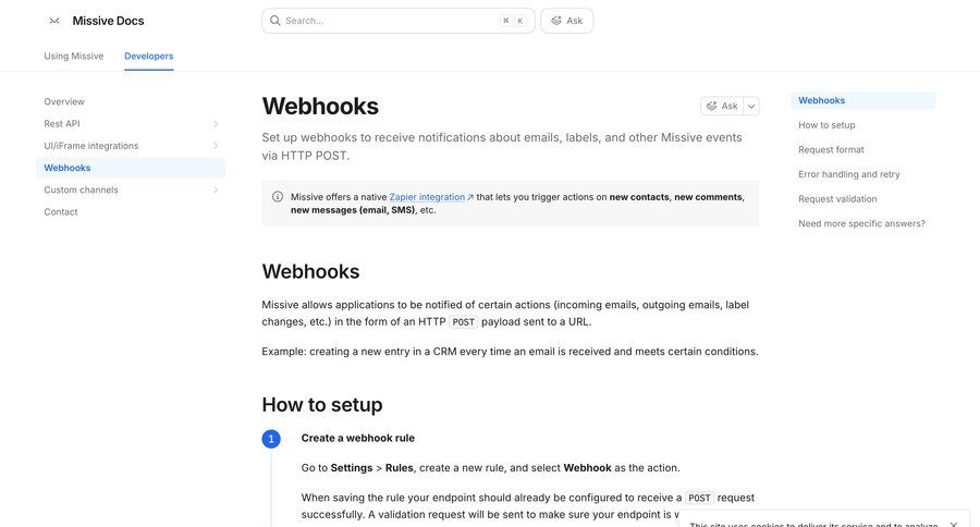 Missive
				article ui page example