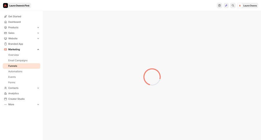 Kajabi
			 sidebar navigation links dashboard automation progress loading spinner loader ui page example