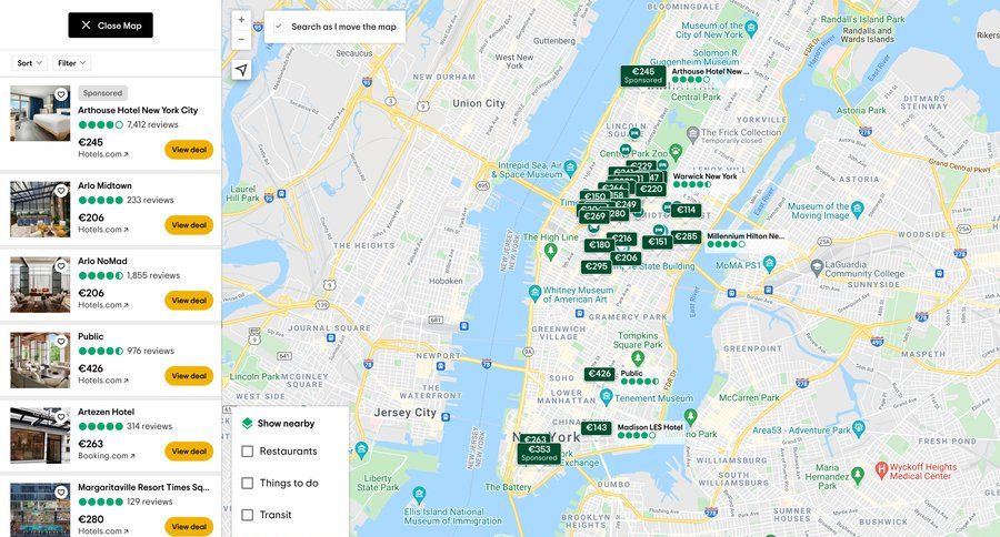 Tripadvisor
			list filters maps split view filter controls rounded corners dropdown filters price filter options maps interactive map location map world map route map filter ui map view ui page example