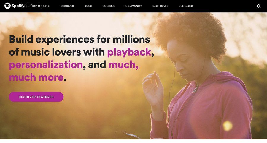 Spotify
			 card layout developer portal ui page example