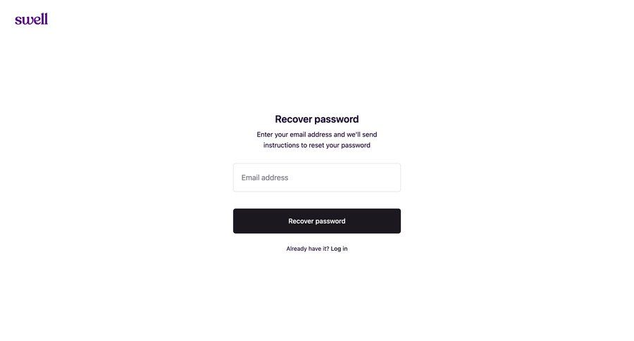 Swell
				password reset page example