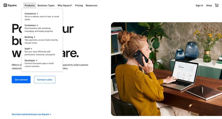 Square
				dropdown & other states page example