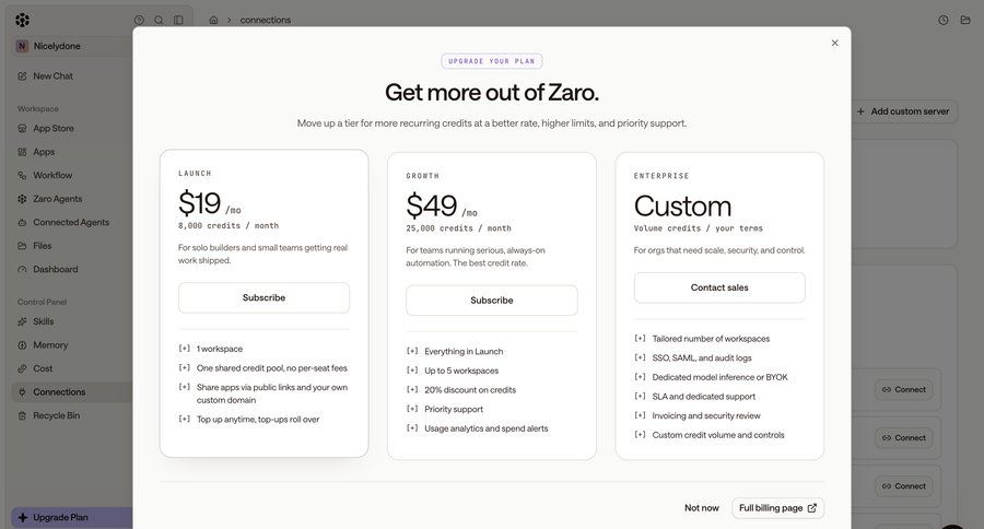 Zaro
			 paywall saas pricing upgrade modal b2b saas pricing plans ui page example