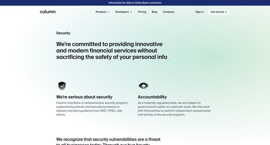 Column
			 security security compliance ui page example