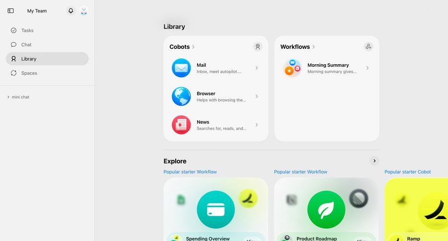 Cobot
			 content management dashboard sidebar navigation workflow ui page example
