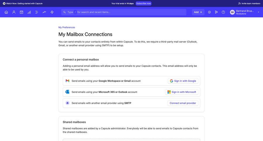 Capsule
			 settings form email preferences integration ui page example