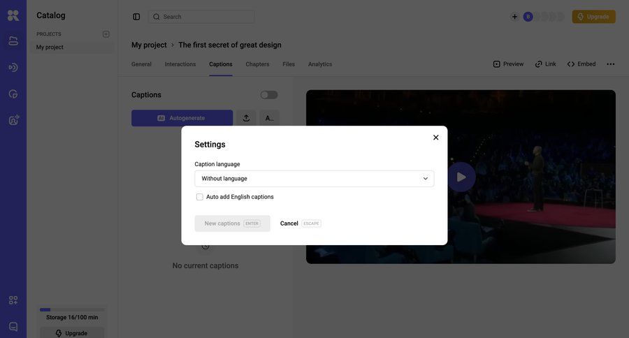 Kinescope
			 keyboard shortcuts video player project dashboard video management ui page example