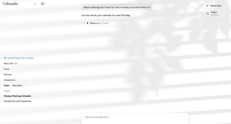 Cofounder
			 task management conversational ui chat interface ui page example