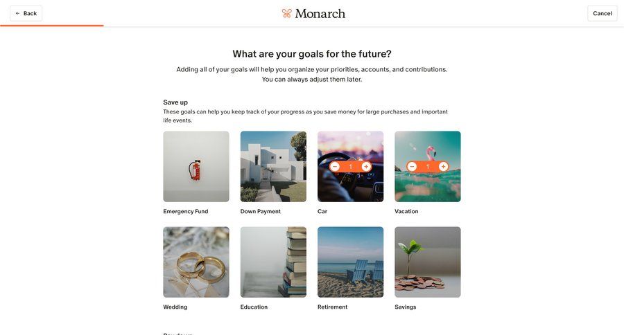 Monarch
			 grid onboarding finance progress tracking setup on boarding ui page example