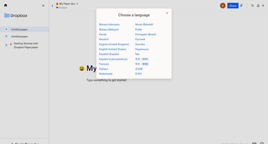 Dropbox paper
			modal & popover language settings editor document editing document creation document list sidebar localization ui page example