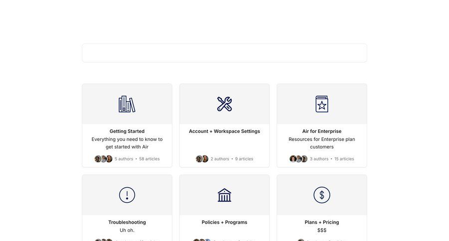 Air
				support / help center ui page example