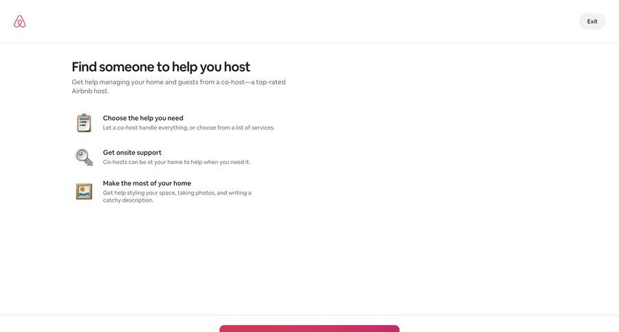 Airbnb
				onboarding ui page example