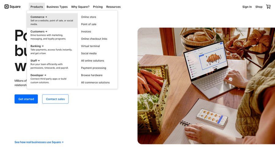Square
				dropdown & other states page example