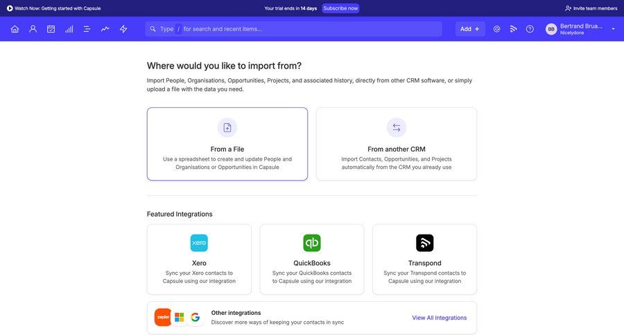 Capsule
			 data management import data integration setup data import ui page example