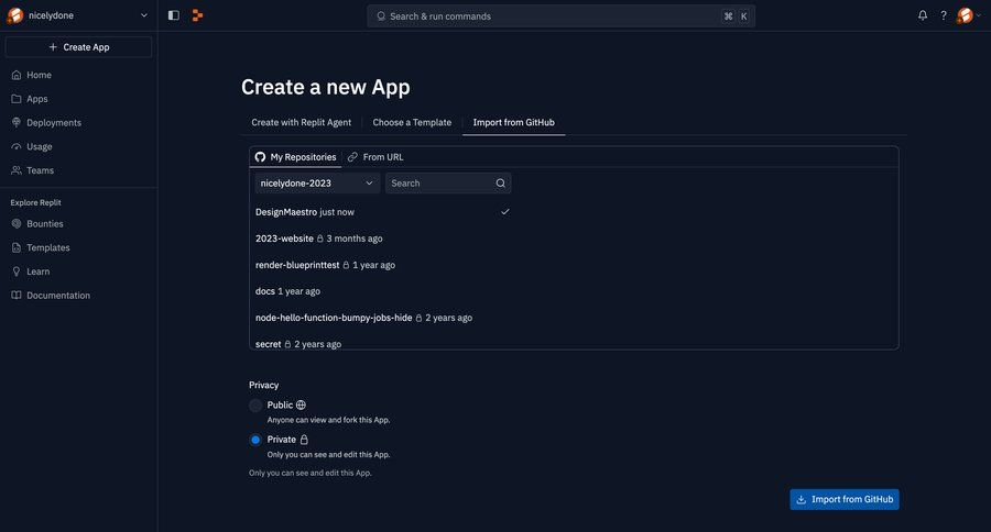 Replit
			 modal screen sidebar navigation onboarding form privacy settings full screen modal create generate importing data ui page example