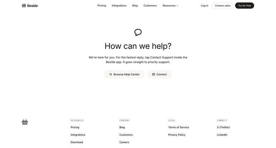 Beside
			 minimalist design customer support ui page example