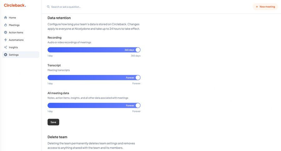 Circleback
			settings delete account account settings data management configuration settings ui page example