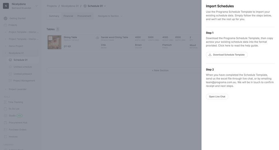 Programa
			 data management project management project setup import data file upload instructions wizard data import import file import tool import wizard setup file picker customer support live chat ui page example