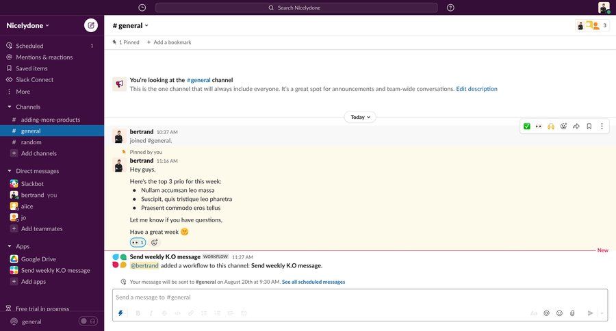 Slack
			 sidebar menu collaboration message communication conversational ui project collaboration workflow integration ui page example