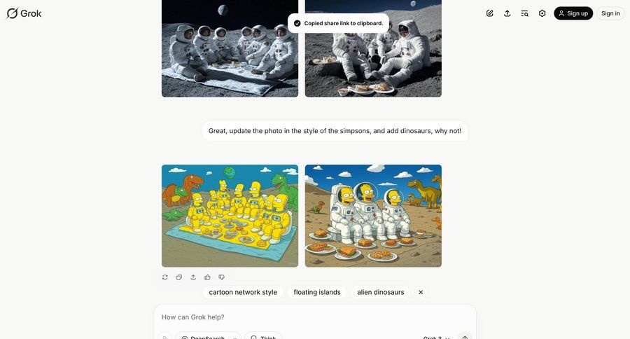 Grok
			 artificial intelligence grid content sharing full-screen layout alert message system notification push notification notification center ui page example