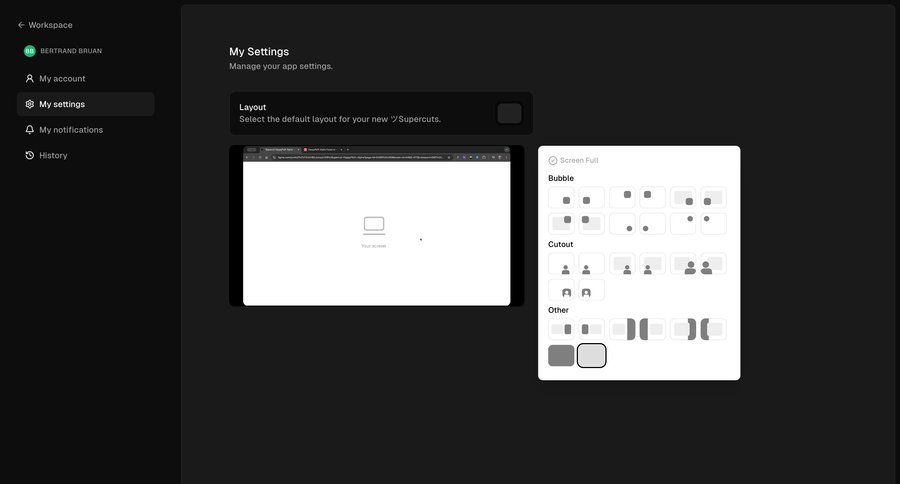 Supercut
			 configuration settings user settings customize sidebar parameters option menu ui page example