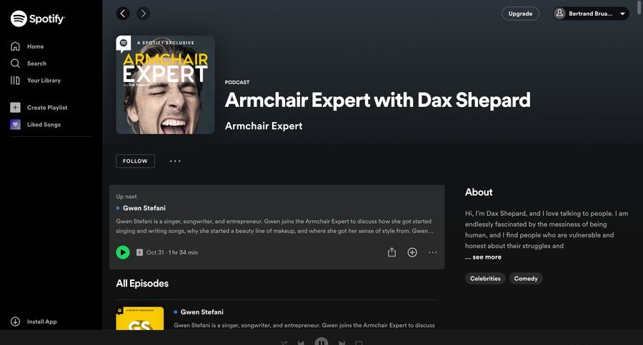 Spotify
			 dark theme menu progress bar media player ui page example