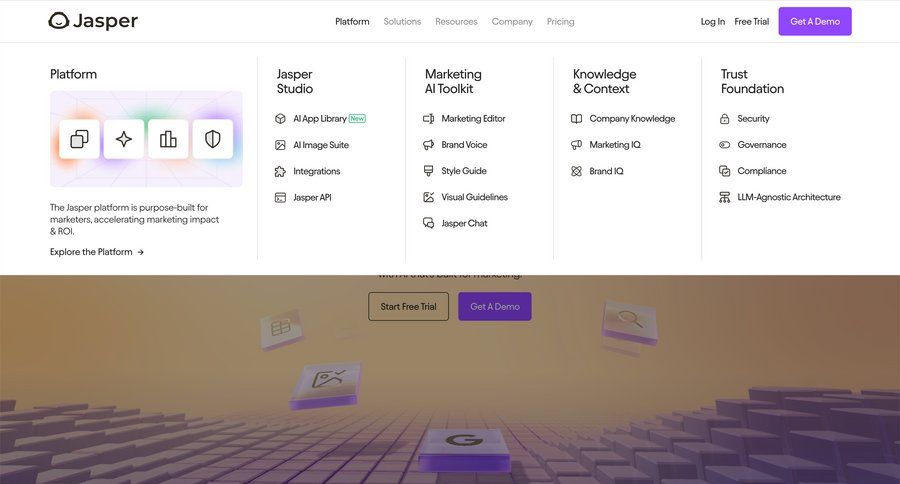 Jasper
				landing page page example