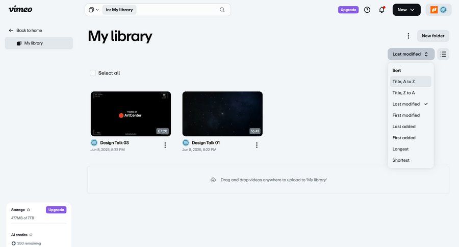 Vimeo
				list ui page example