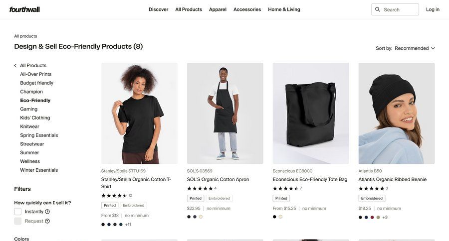 Fourthwall
			 product discovery ui page example