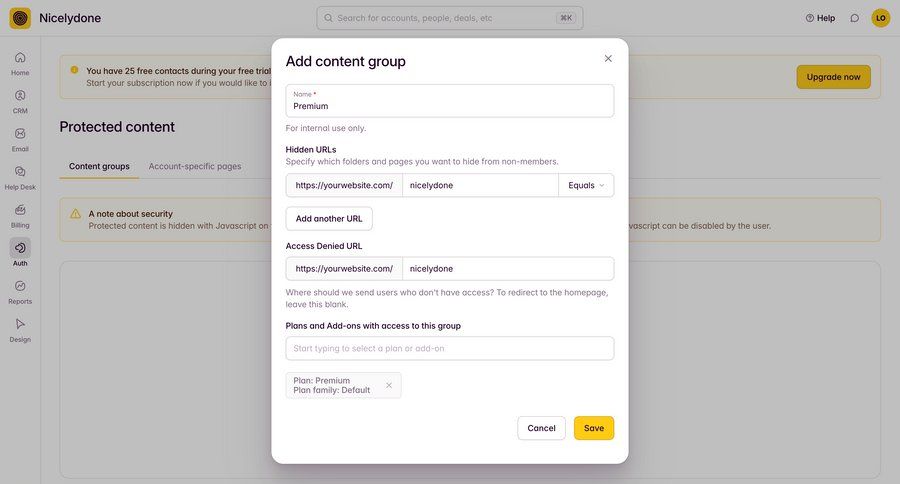 Outseta
			 content management configuration settings onboarding form access control permission management create ui page example