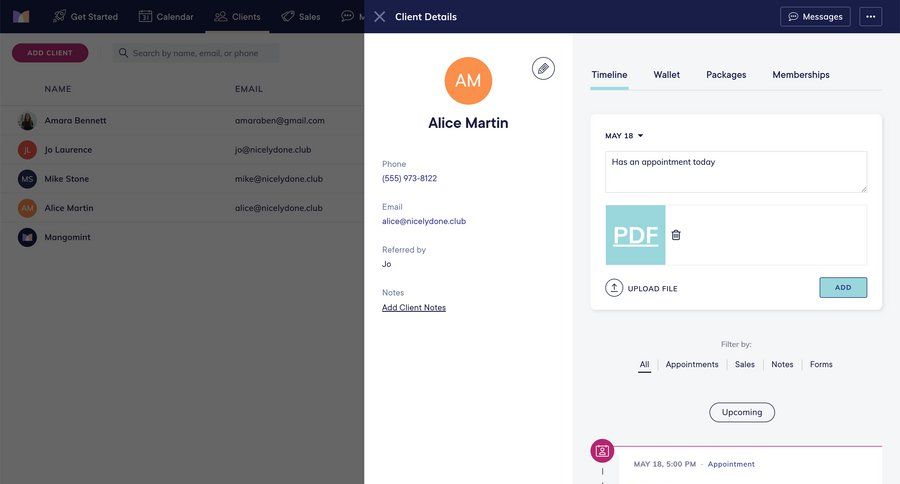 Mangomint
			 file upload document management timeline view dropdown filters sidebar communication upload file ui page example
