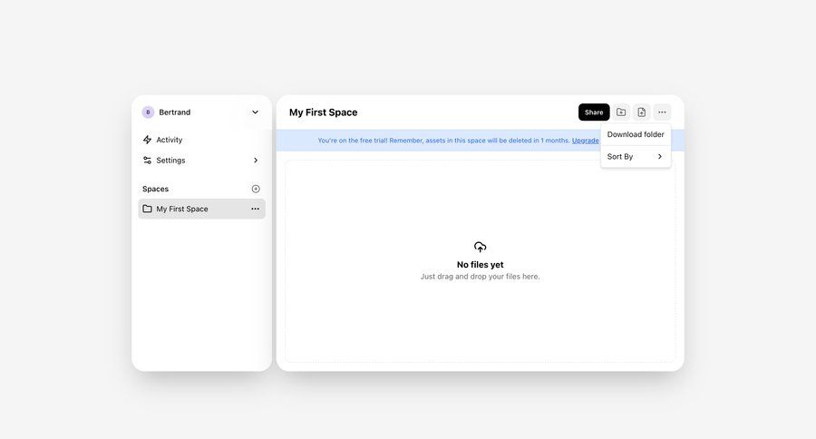 Shuttle
			 collaboration sidebar navigation project management grid onboarding file upload file management file organization full-screen layout drag and drop file list screen document list drag & drop sidebar blank state void blank non-ideal state empty page prompt menu ui page example