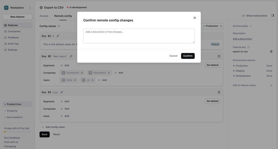 Reflag
			 configuration form confirmation data entry ui page example