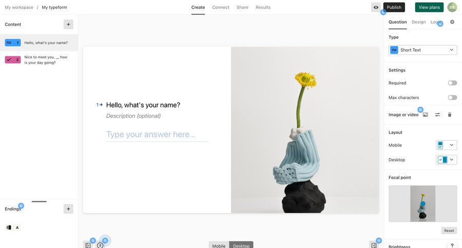 Typeform
			     ux ui design