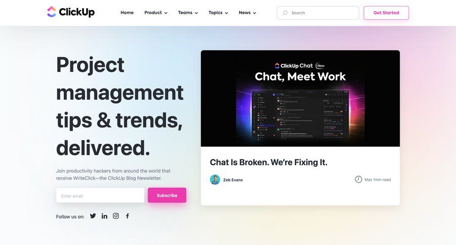 ClickUp
			 world map marketing website design blog templates newsletter signup ui page example
