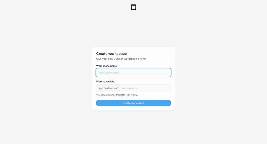 Cushion
			 onboarding form account setup workspace management workspace creation setup saas onboarding ui page example