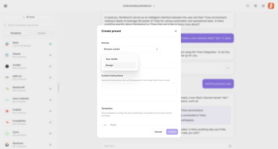 Tines
			 modal screen configuration workflow form automation templates access control automation setup template selection setup ui page example