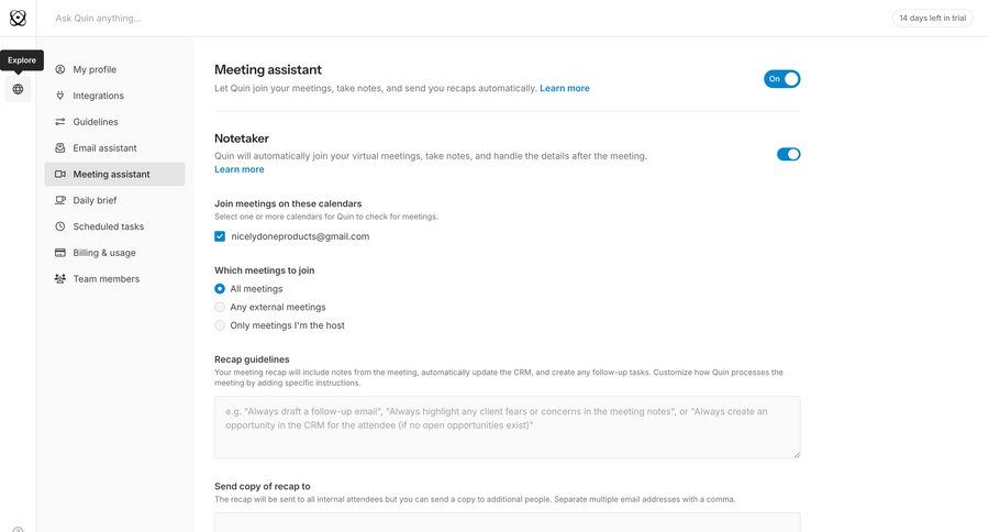 Quin
				settings ui page example