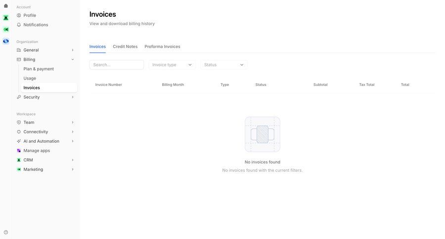 Bird
			 billing history ui page example