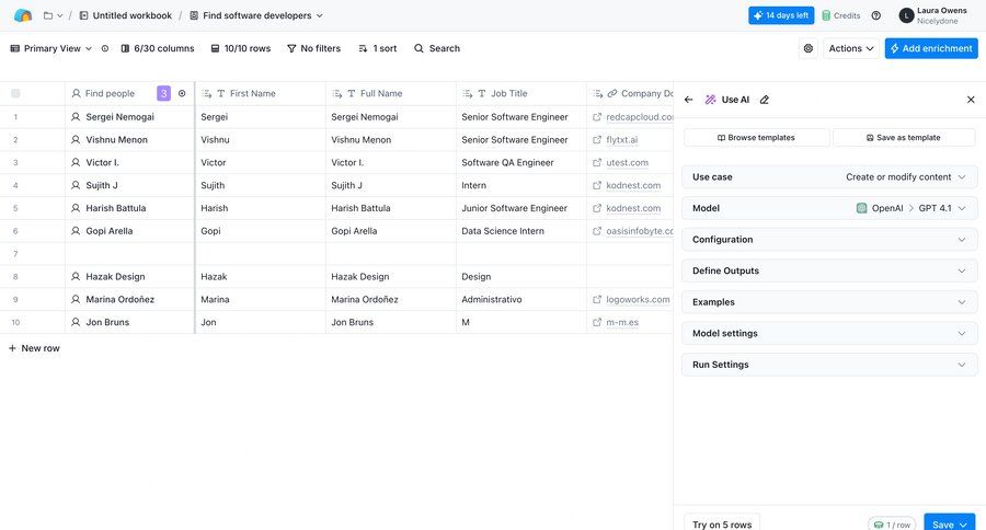Clay
			 modal screen data management artificial intelligence grid data analysis data entry table data grid ai model selection ui page example