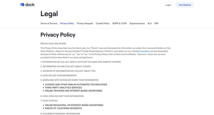Dock
			article legal privacy policy gdpr compliance ui page example