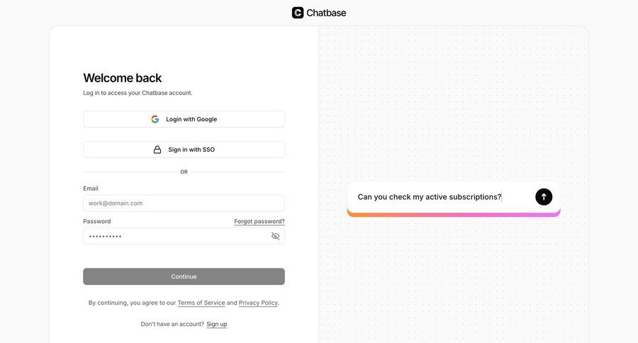 Chatbase
				signin ui page example