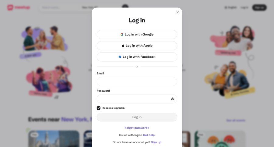 Meetup
				signin ui page example