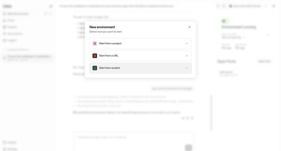 Ona
			 project setup workspace creation ui page example