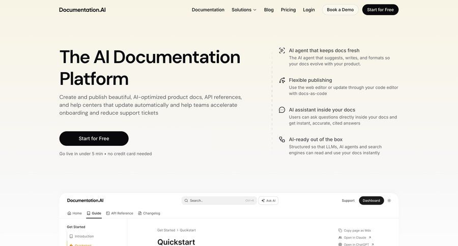 Documentation.AI
				landing page ui page example