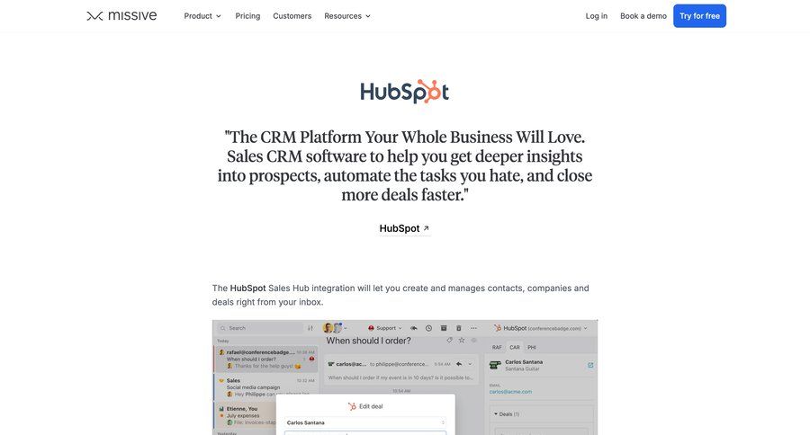 Missive
			 crm integration ui page example