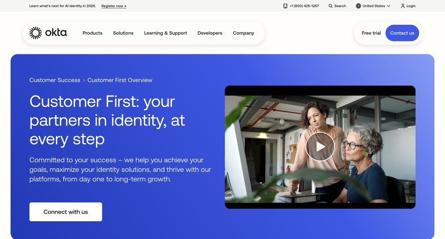 Okta
			 customer success customer stories ui page example