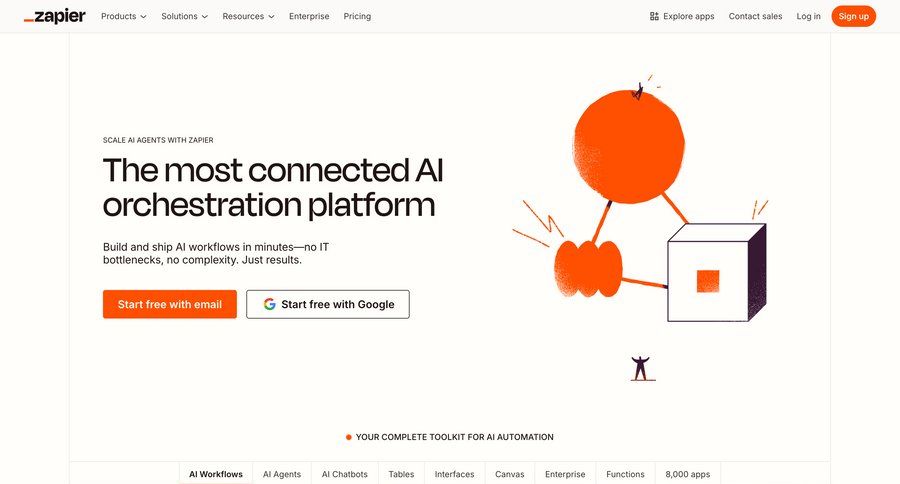 Zapier
				landing page ui page example